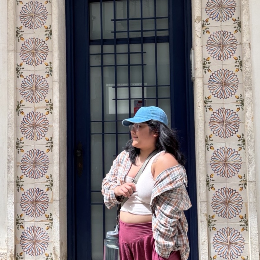 image of daffni in front of a door in spain